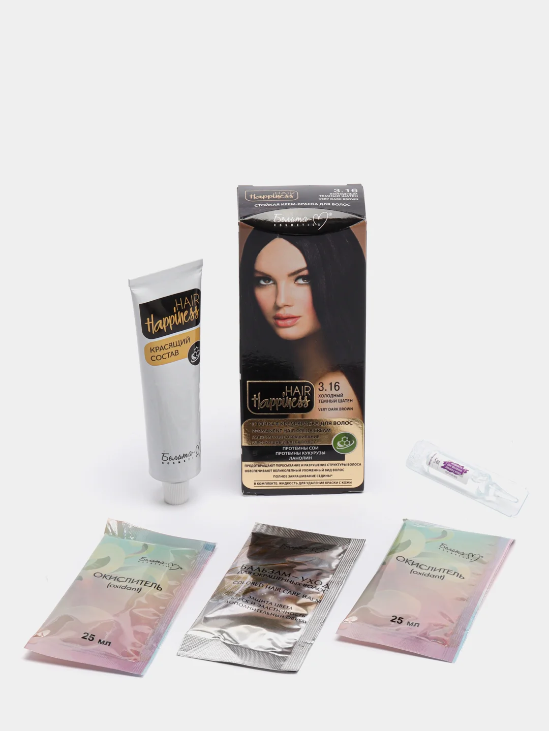 Стойкая крем-краска Белита М д/волос "HAIR Happiness"№3.16 Холодный темный шатен