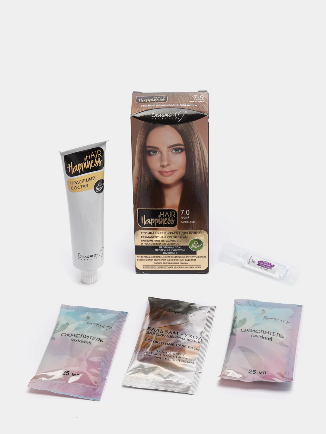 Стойкая крем-краска Белита М для волос "HAIR Happiness" тон №7.0 Русый