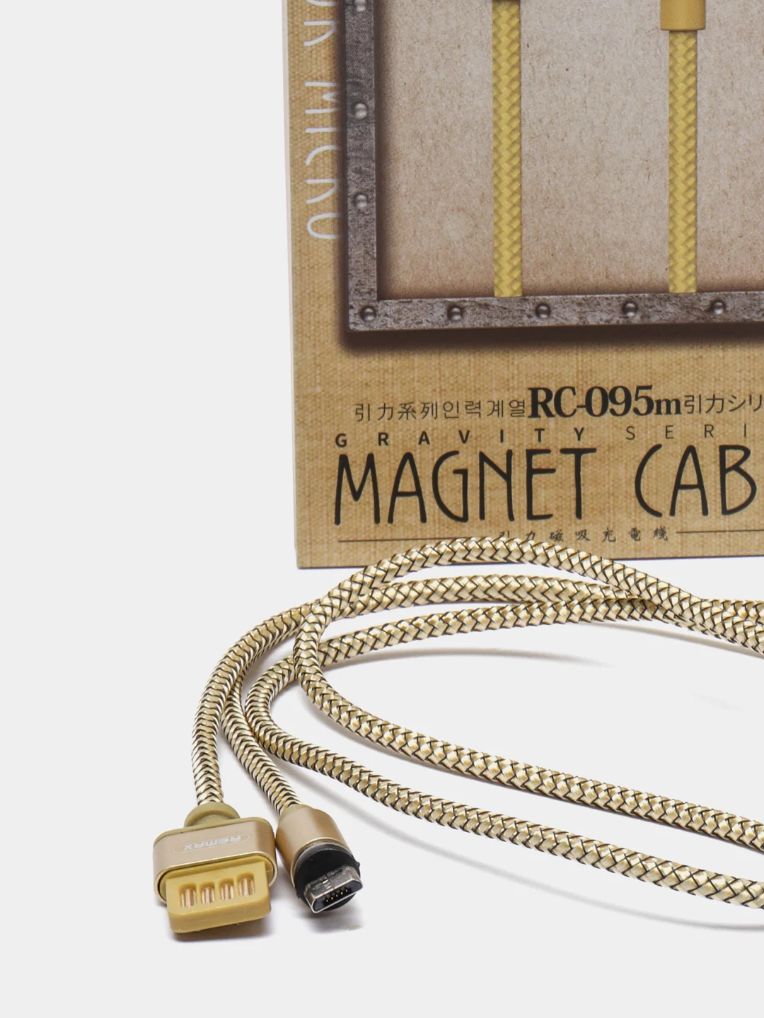 Золотой кабель зарядки магнитный MicroUSB REMAX Gravity series Data Cable RC-095m