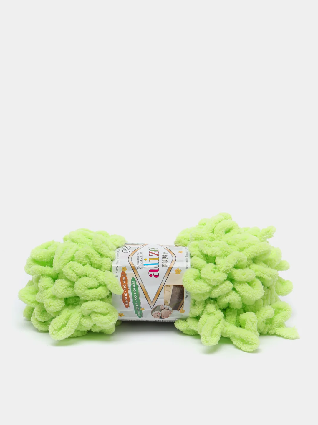 Салатовый пряжа Alize Puffy, микрополиэстер, 100 г, 9.5 м