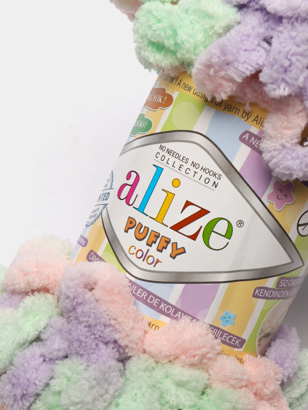 Прозрачный пряжа Alize Puffy Color, петельки большие, 100 г, 9 м