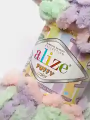 Прозрачный пряжа Alize Puffy Color, петельки большие, 100 г, 9 м