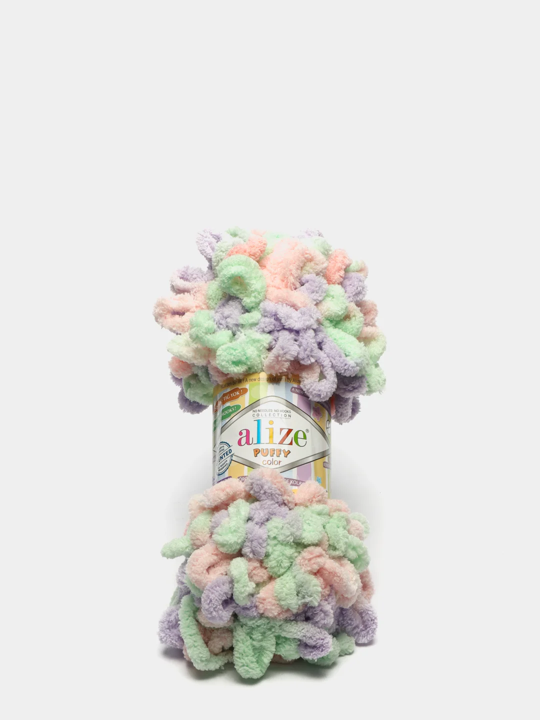 Прозрачный пряжа Alize Puffy Color, петельки большие, 100 г, 9 м