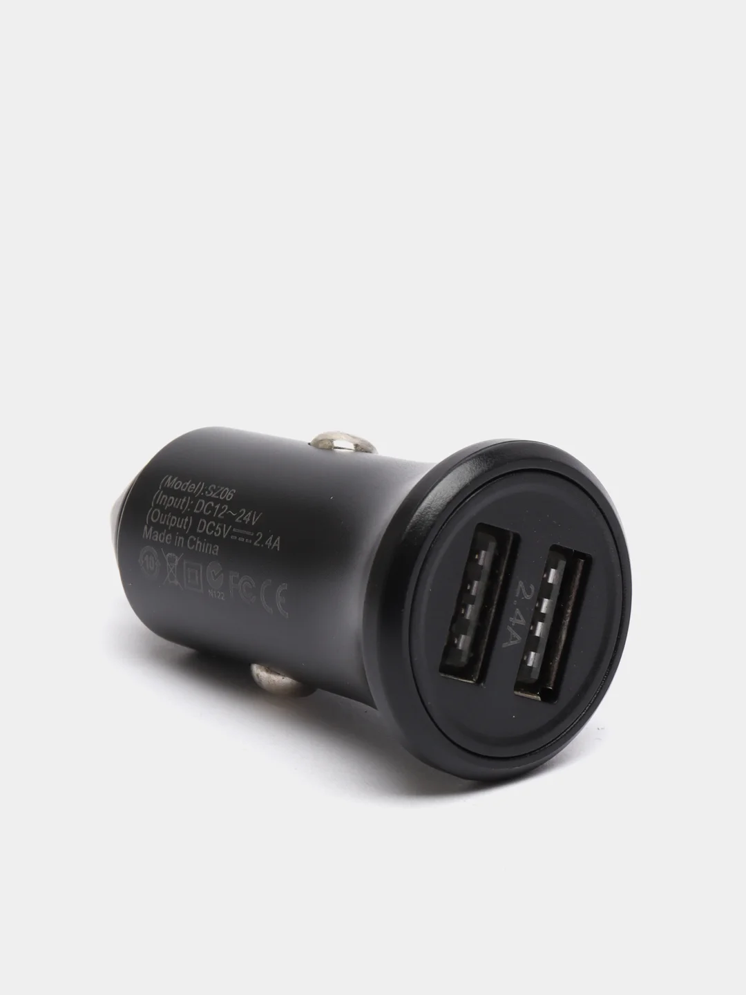 Черный автомобильное зарядное устройство SZX, 2 USB выхода, 2.4А, 2 цвета