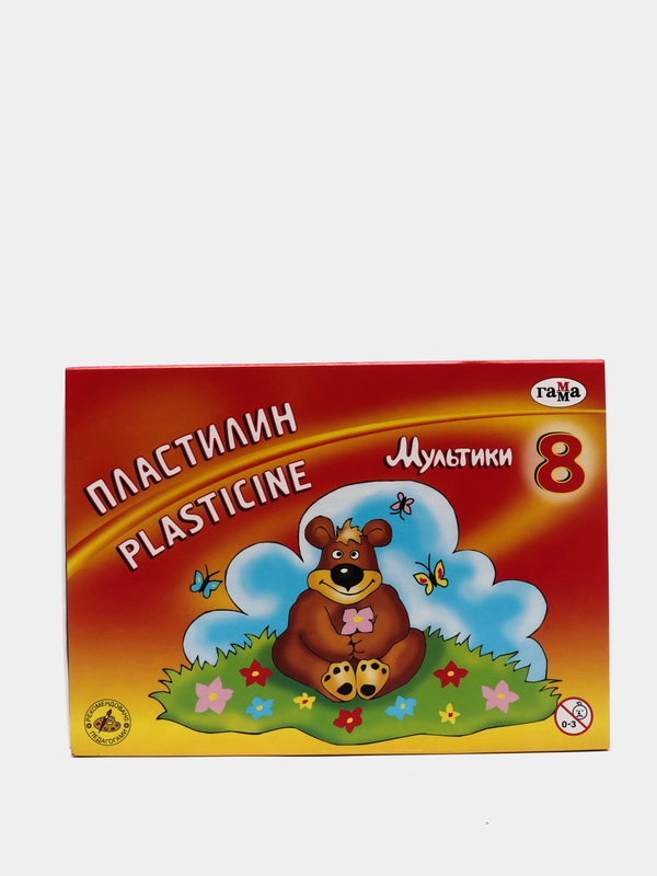 Пластилин классический ГАММА "Мультики" 8 цветов 160 г со стеком 280016/281016