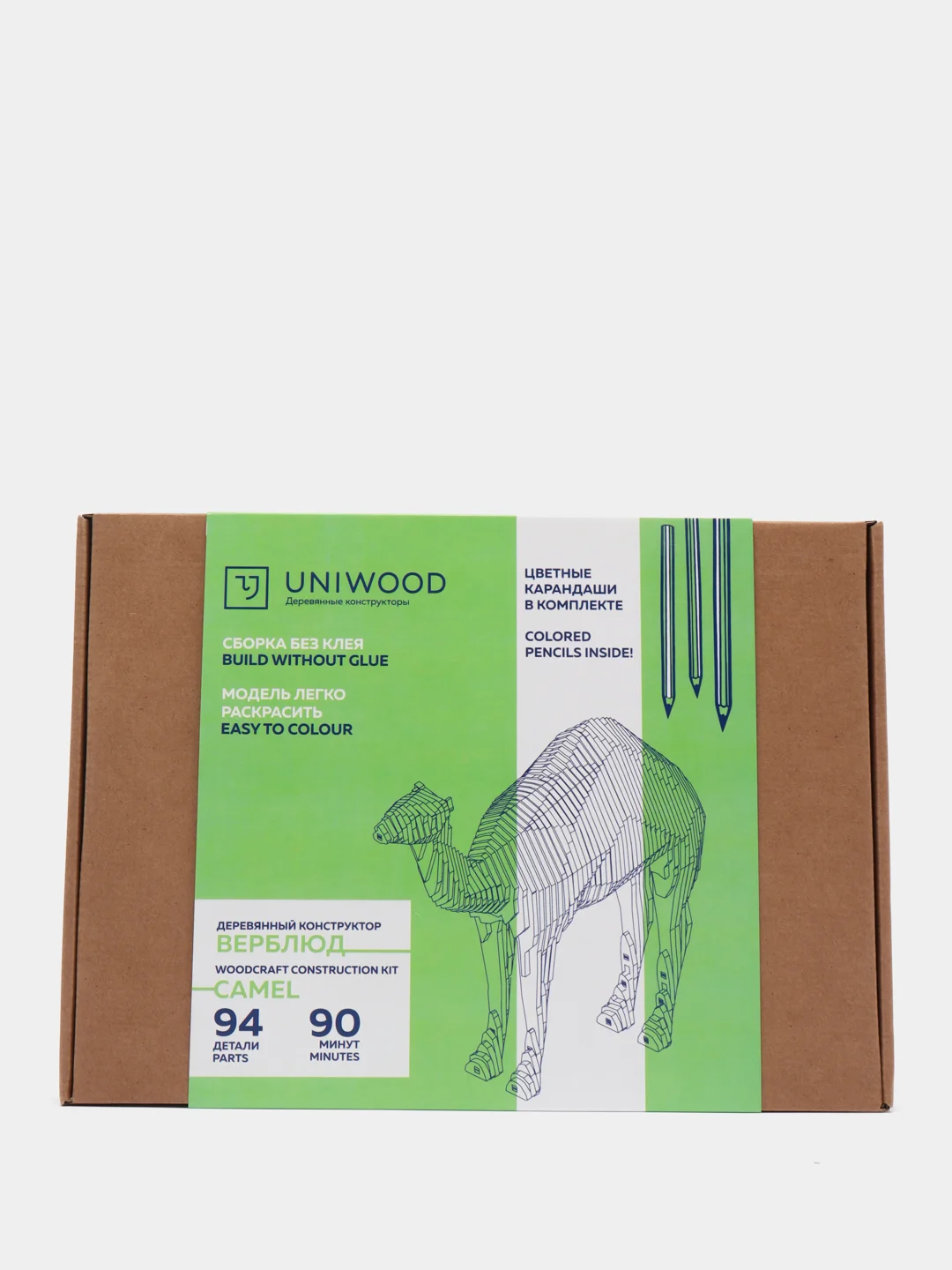 Деревянный конструктор UNIWOOD Верблюд с карандашами/ Сборная модель/ 3D конструктор