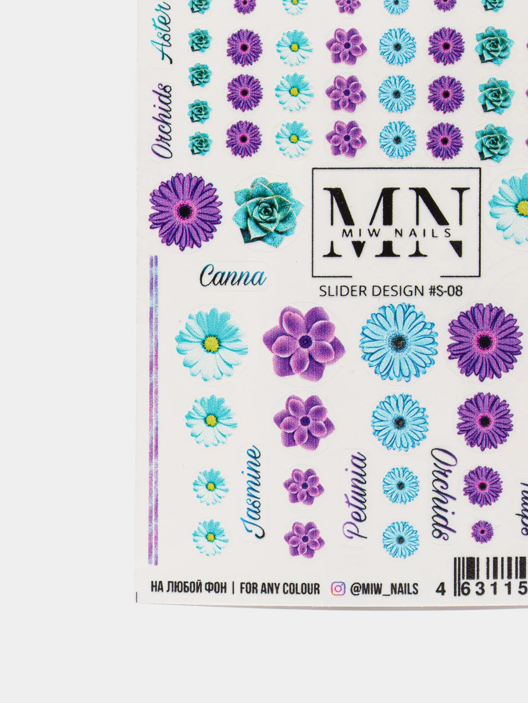 Оранжевый наклейка для дизайна ногтей MIW NAILS S/ Love / сердце / kiss me / геометрия / животные