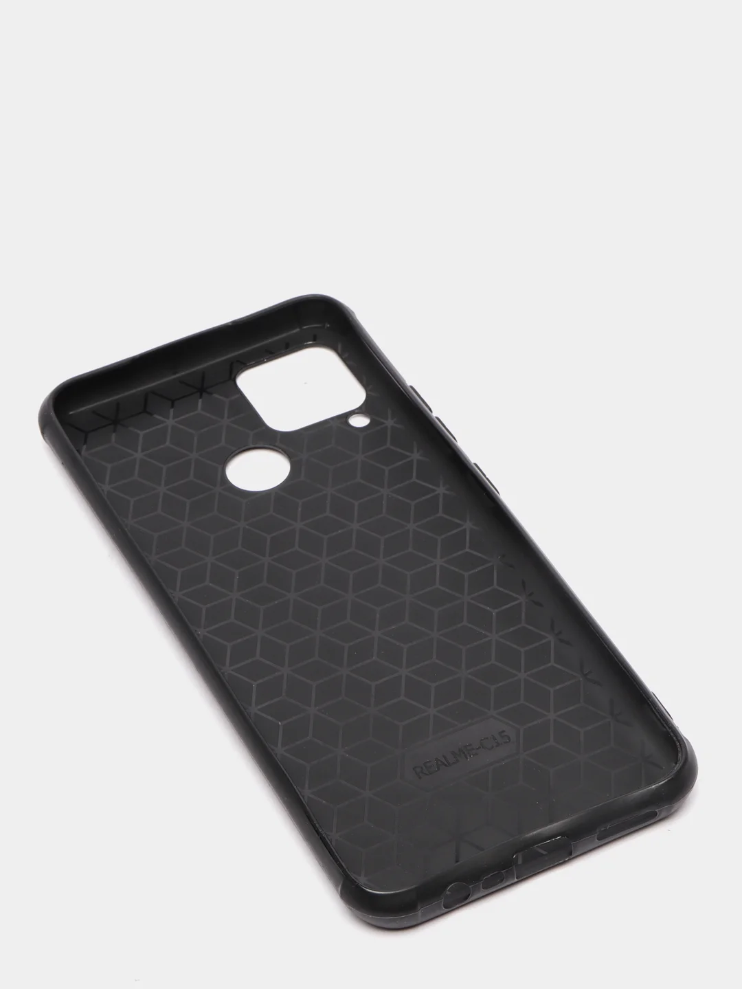 Черный чехол Realme C15 / С12 / C25 силиконовый, имитация кожи