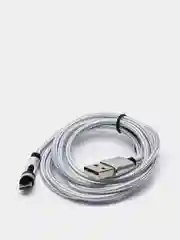 Серебряный usb кабель для зарядки магнитный Twitch 2.1 А 1 - метровый, поворот 180 градусов