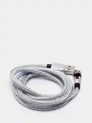 Серебряный usb кабель для зарядки магнитный Twitch 2.1 А 1 - метровый, поворот 180 градусов