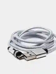 Серебряный usb кабель для зарядки магнитный Twitch 2.1 А 1 - метровый, поворот 180 градусов