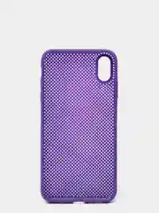 Фиолетовый чехол iPhone Xs Max пластиковый+силиконовый в сетку