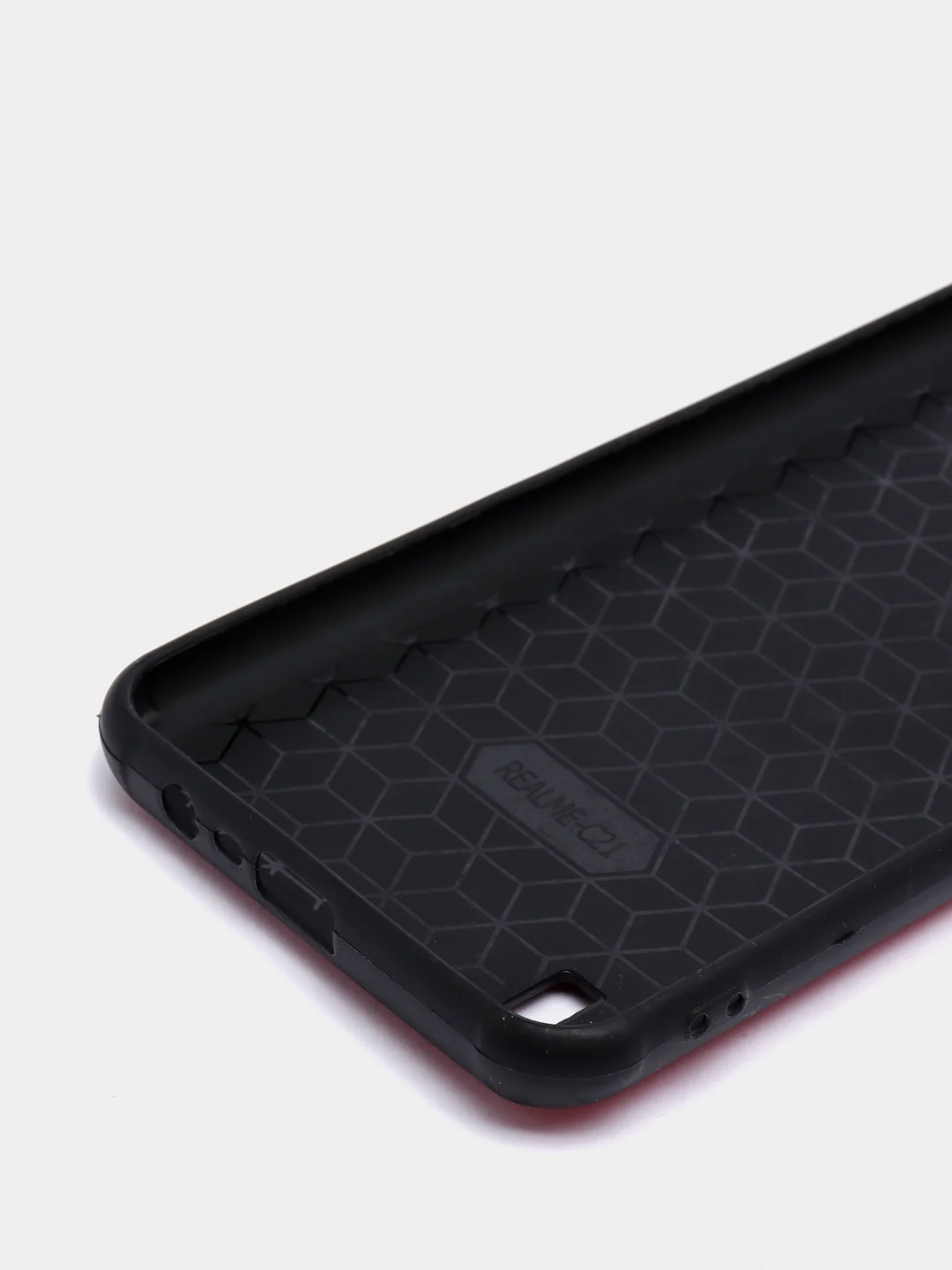 Красный чехол для Realme C21 силиконовый, имитация кожи
