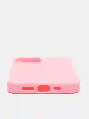 Розовый силиконовый чехол КАРТОФАН для Apple iPhone 13 матовый тонкий, бортик-защита вокруг камер
