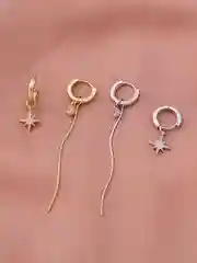 Серебряный асимметричные серьги-кольца с подвесками