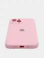 Розовый чехол Silicone Case для iPhone 12 Pro Max с логотипом закрытый низ