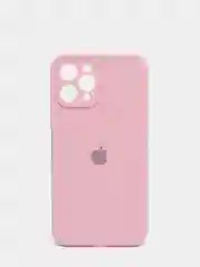 Розовый чехол Silicone Case для iPhone 12 Pro Max с логотипом закрытый низ