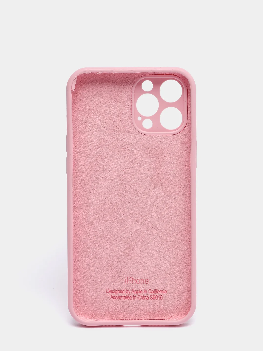 Розовый чехол Silicone Case для iPhone 12 Pro Max с логотипом закрытый низ