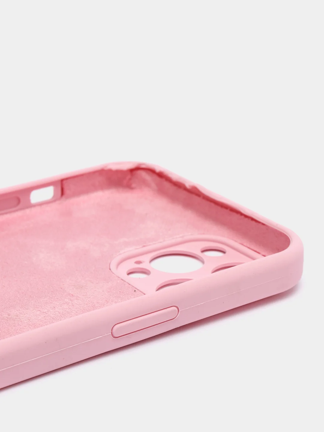Розовый чехол Silicone Case для iPhone 12 Pro Max с логотипом закрытый низ