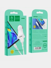Автомобильное зарядное устройство Denmen DZ06/DZ06V + кабель Micro, 2 USB, 3.1A, 1 м