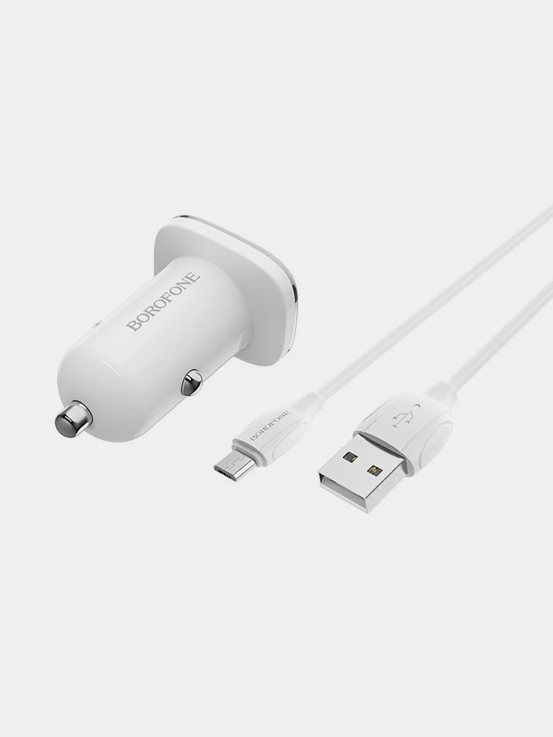 Автомобильное зарядное устройство Borofone BZ12A + кабель Micro/Type-C, 1 м