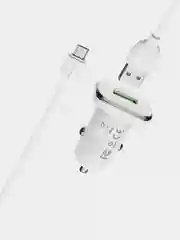 Автомобильное зарядное устройство Borofone BZ12A + кабель Micro/Type-C, 1 м