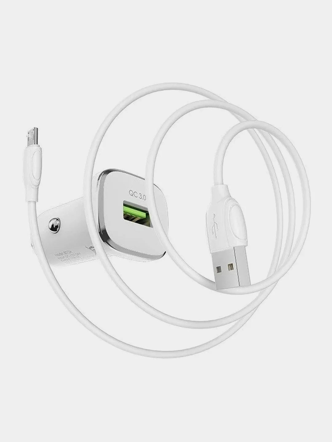 Автомобильное зарядное устройство Borofone BZ12A + кабель Micro/Type-C, 1 м
