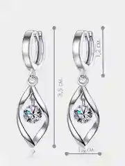 Серебряный висячие серьги капельки с танцующим фианитом