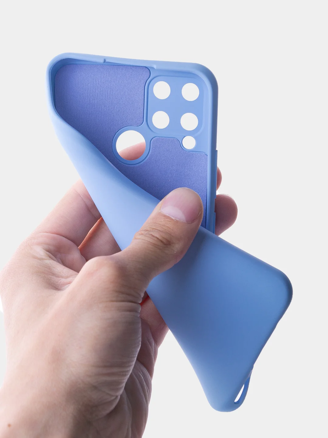Голубой чехол с бархатной подкладкой Realme C11 2020 / C11 2021 / C20 / C25 / C25S, (10 цветов)