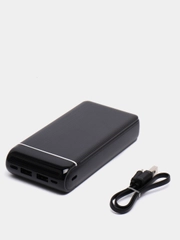 Повербанк 20000mAh, 2 USB и 1 Type-C мама, Hoco J59A, Power Bank черный, с дисплеем