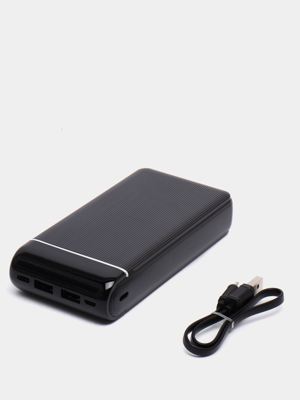 Повербанк 20000mAh, 2 USB и 1 Type-C мама, Hoco J59A, Power Bank черный, с дисплеем