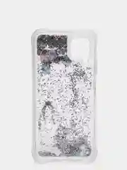 Серебряный чехол Huawei P40 Lite, Хуавей П40 Лайт силиконовый переливающийся жидкий с блестками