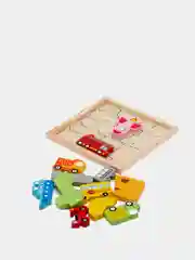 Синий деревянный пазл / 3D Пазл / Головоломка / Монтессори /Динозавры /Фрукты /Животные /Машинки