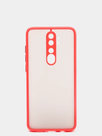 Красный чехол Xiaomi Redmi Note 8 Pro пластиковый матовый с цветными кнопками (Редми Нот 8 Про)