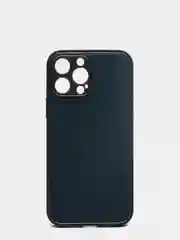 Синий меланж чехол с золотой окантовкой на iPhone 13, 13 Pro, 13 Pro Max, 12, 12 Pro кожаный