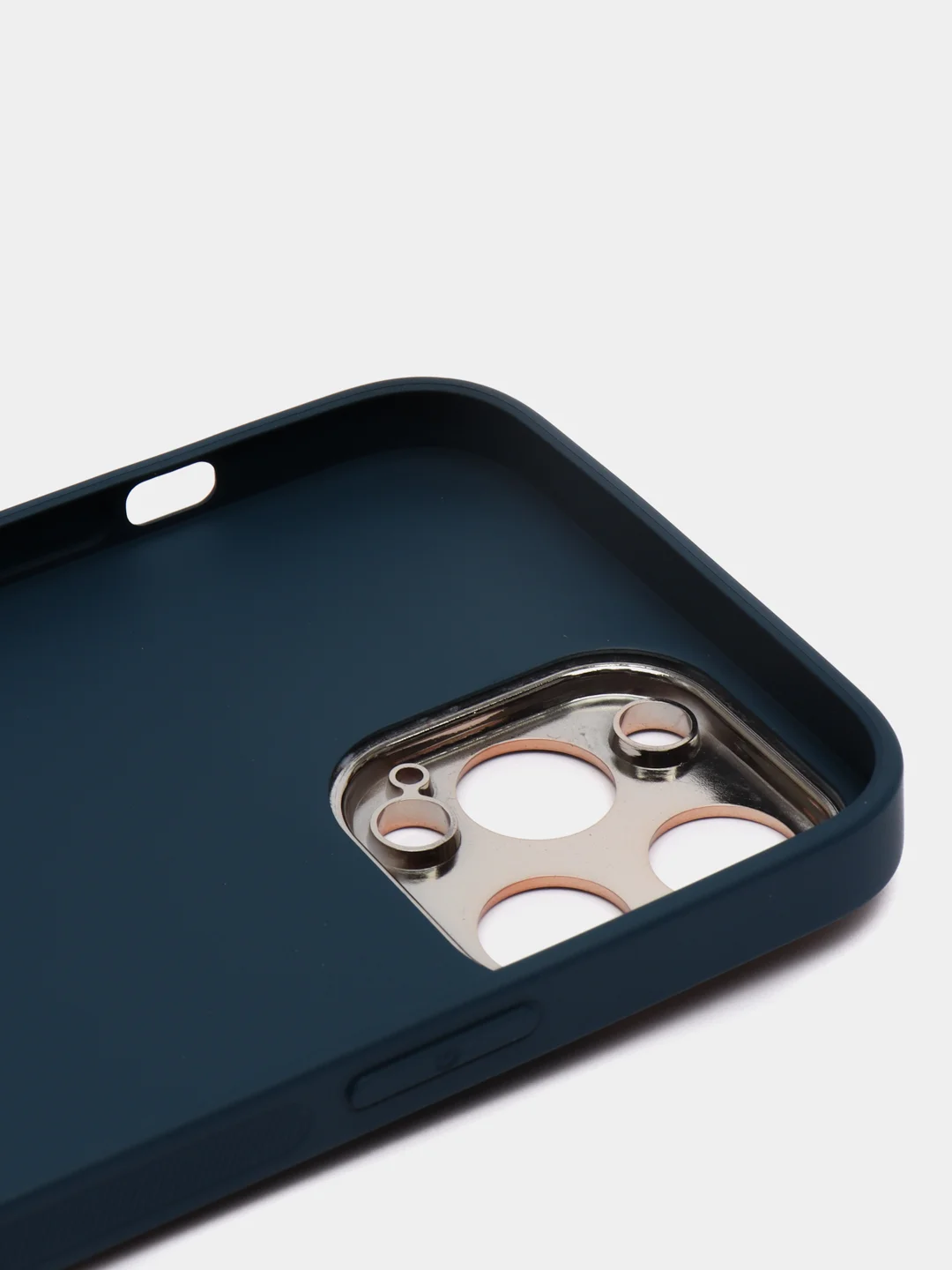 Синий меланж чехол с золотой окантовкой на iPhone 13, 13 Pro, 13 Pro Max, 12, 12 Pro кожаный
