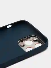 Синий меланж чехол с золотой окантовкой на iPhone 13, 13 Pro, 13 Pro Max, 12, 12 Pro кожаный
