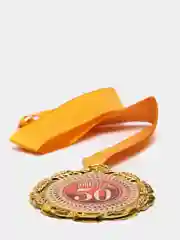 Медаль металлическая на атласной ленте "С Юбилеем 50"