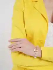 Розовый браслет с жемчугом с сердцем