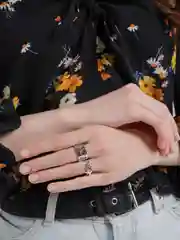 Ледяной парные кольца с бабочкой, с сердцем, любовь/Love, пламя 2 штуки в наборе