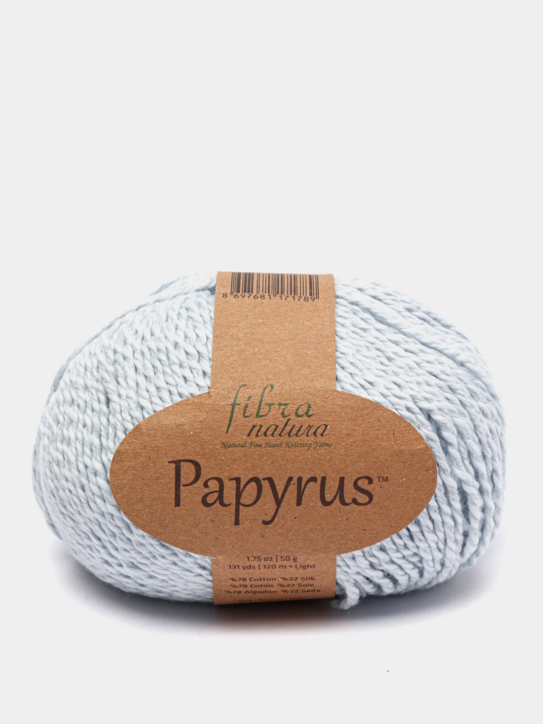 Ледяной пряжа Fibra Natura Papyrus 78% Хлопок  22% Шелк 50г 120м 1 шт