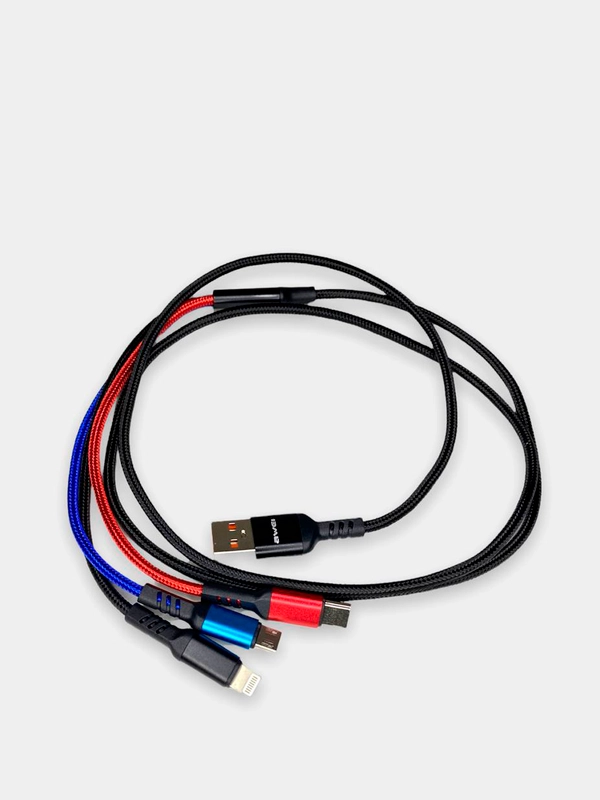 USB кабель для зарядки телефона 3 в 1: Micro-USB, Lightning и Type-C