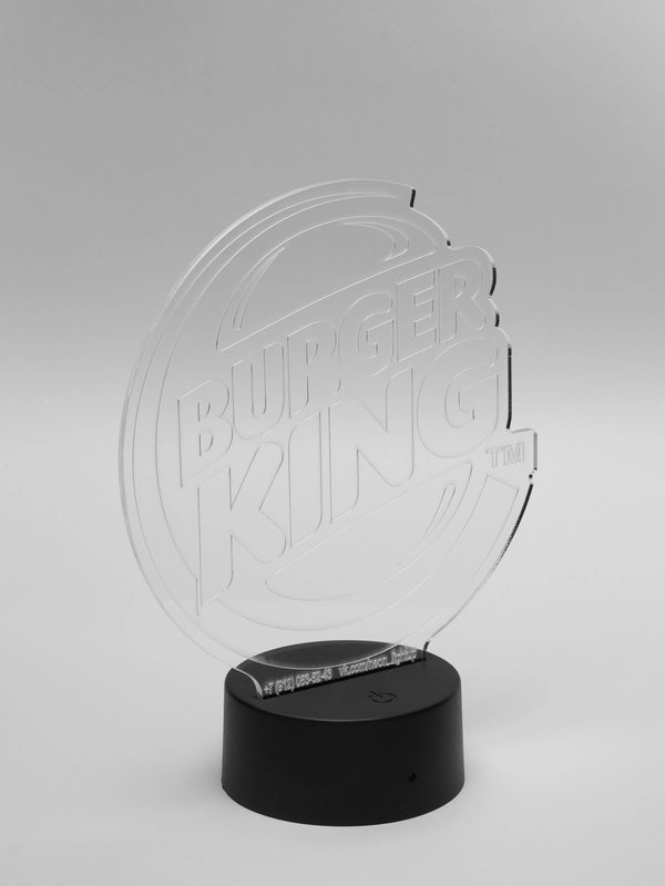 3D светильник ночник (Бургер кинг) Burger King детский на батарейках в розетку, с пультом