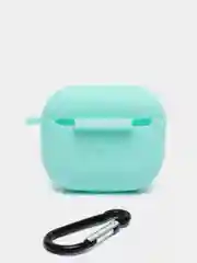 Бирюзовый силиконовый чехол для наушников Apple Airpods 3, с карабином