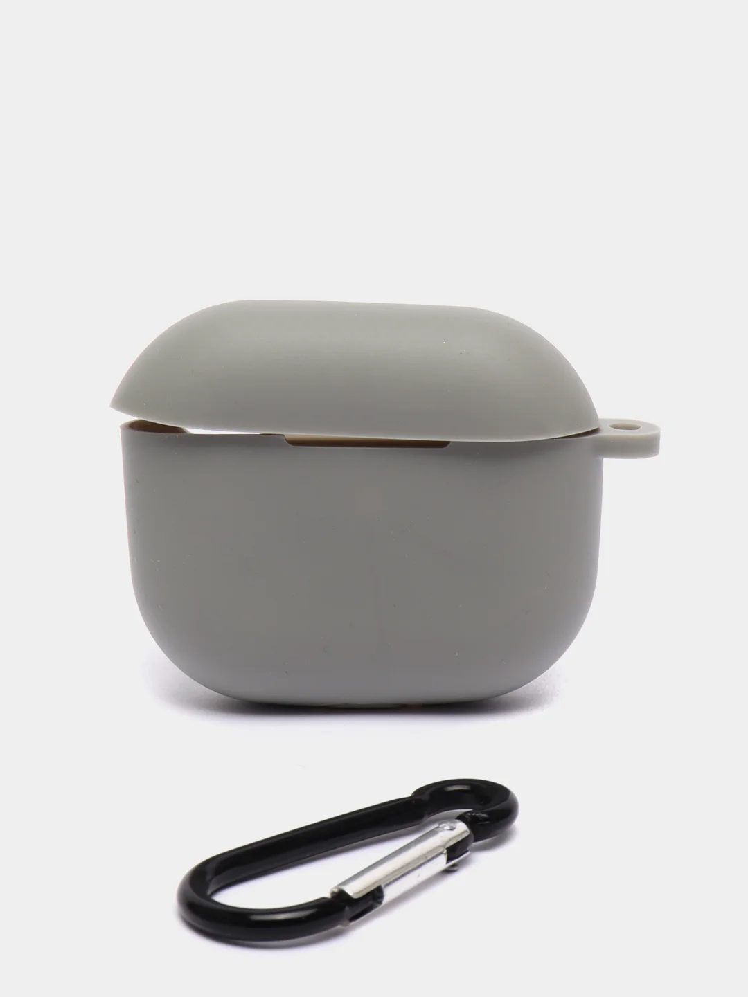 Серый силиконовый чехол для наушников Apple Airpods 3, с карабином