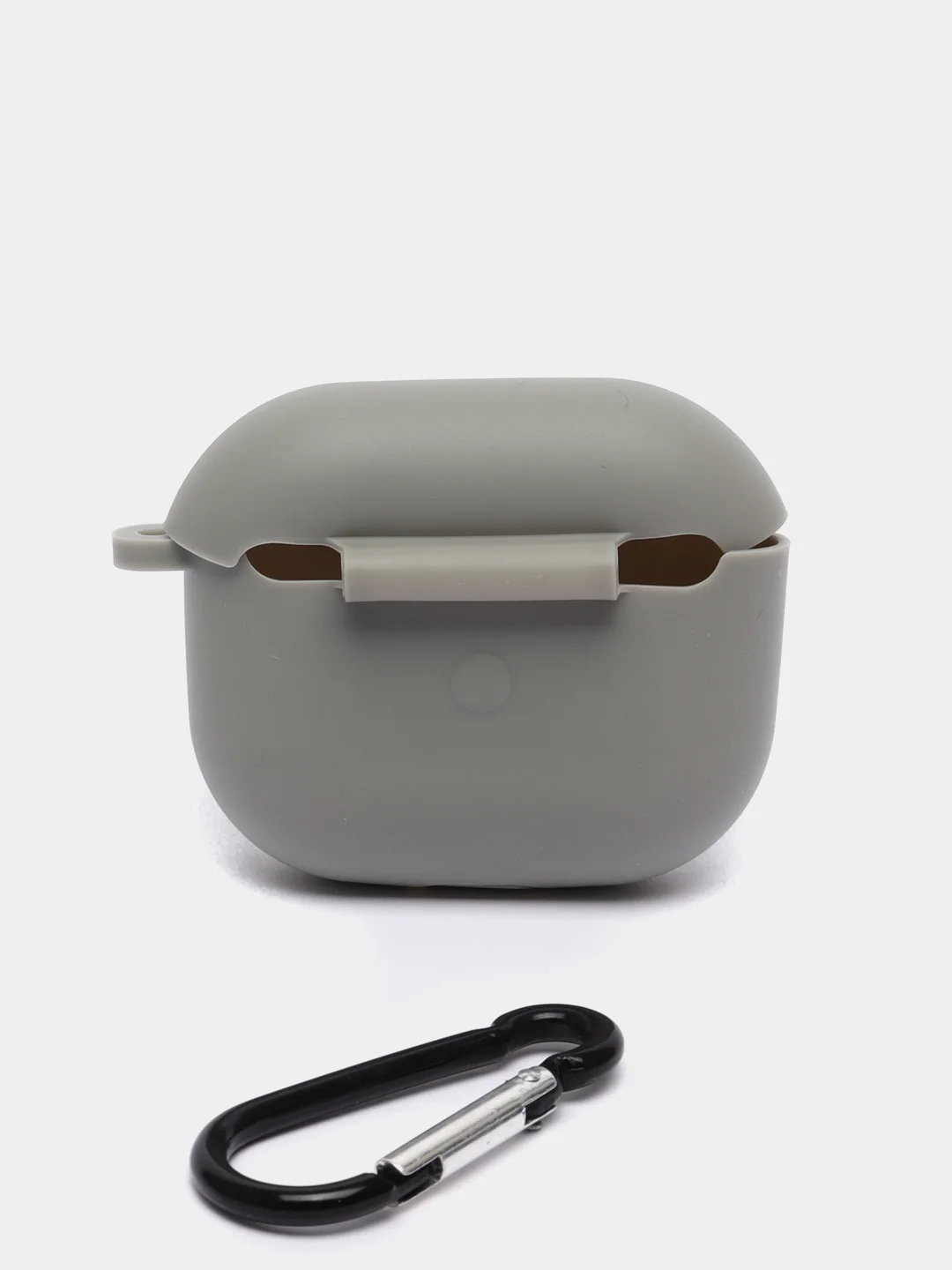 Серый силиконовый чехол для наушников Apple Airpods 3, с карабином