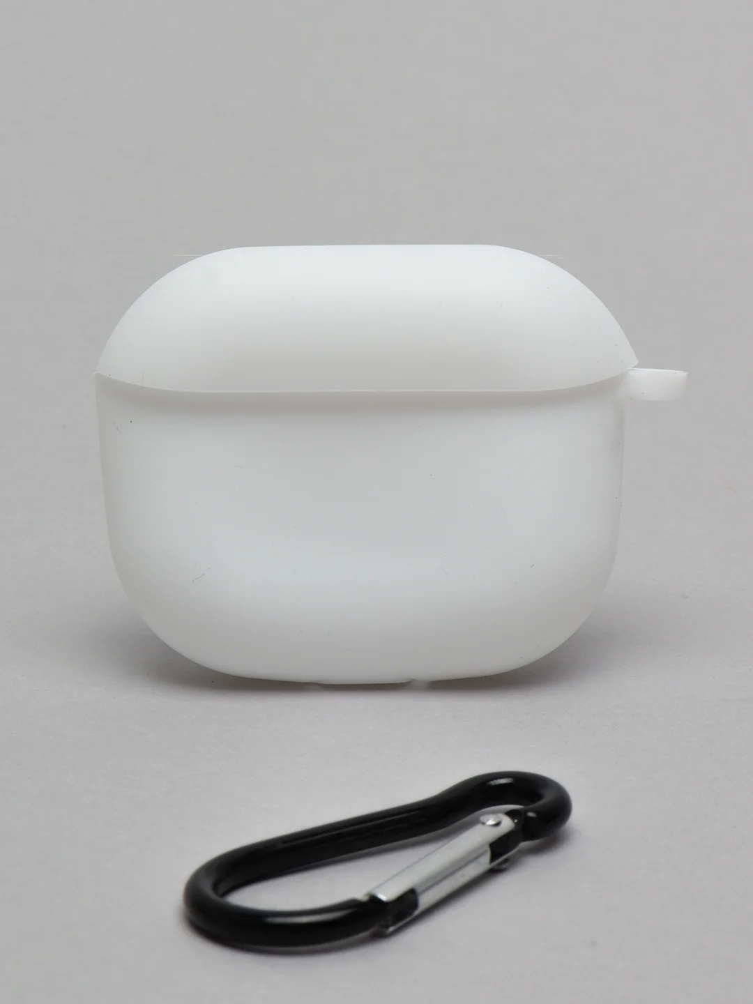 Белый силиконовый чехол для наушников Apple Airpods 3, с карабином