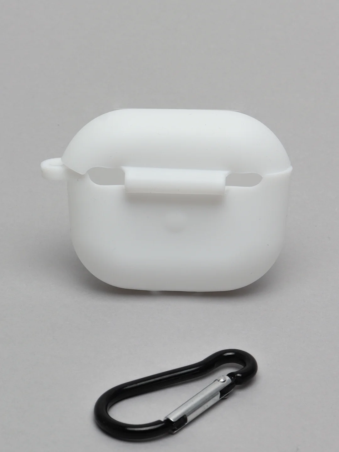 Белый силиконовый чехол для наушников Apple Airpods 3, с карабином