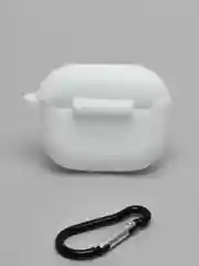 Белый силиконовый чехол для наушников Apple Airpods 3, с карабином