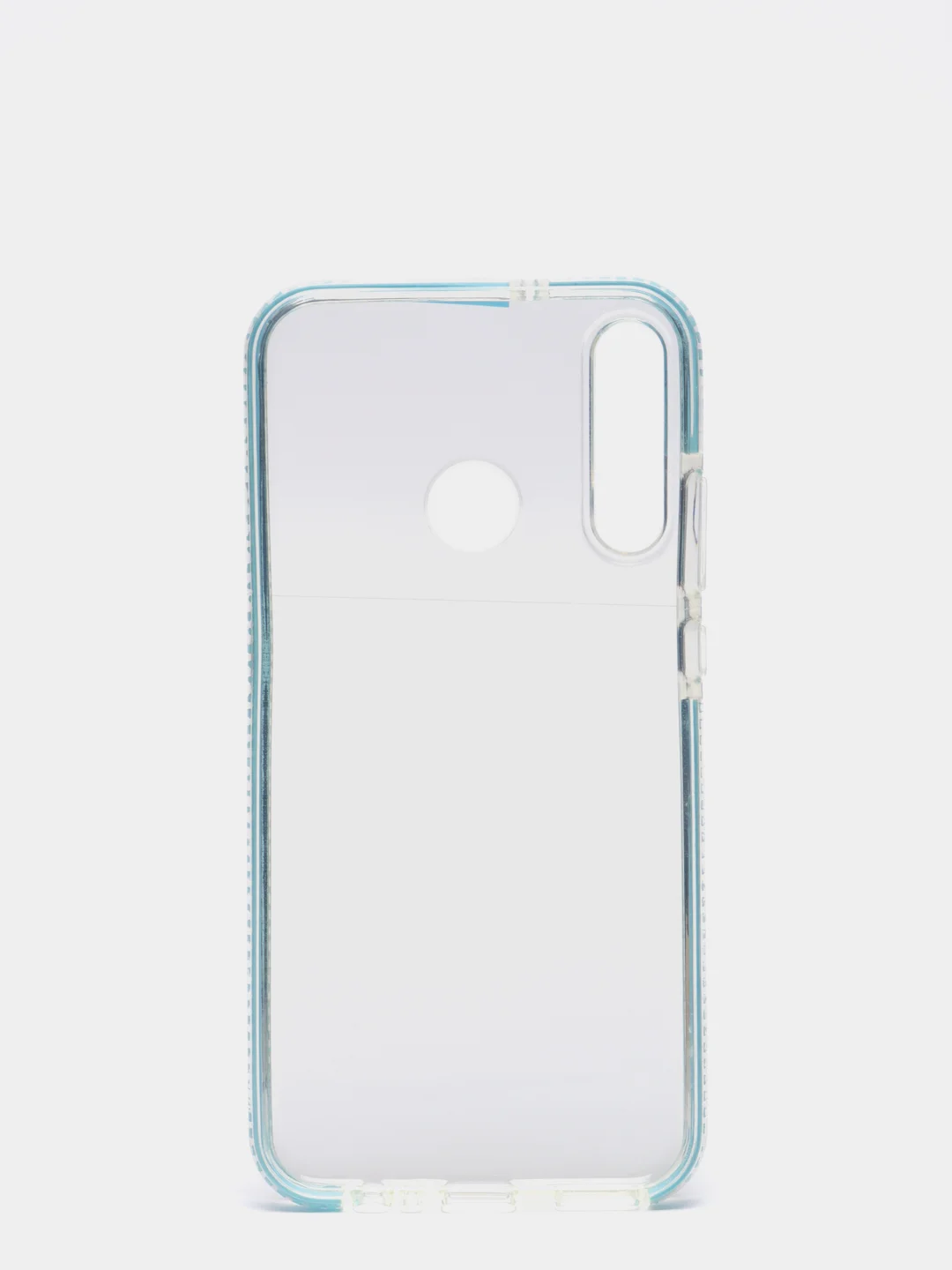 Голубой чехол силиконовый прозрачный с цветной вставкой Y7P / P40 Lite E